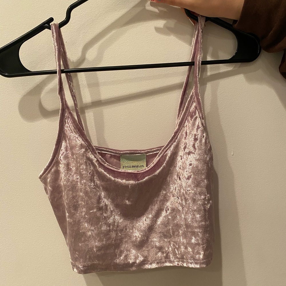 Cropped Light Purple Velvet Crop Tank
